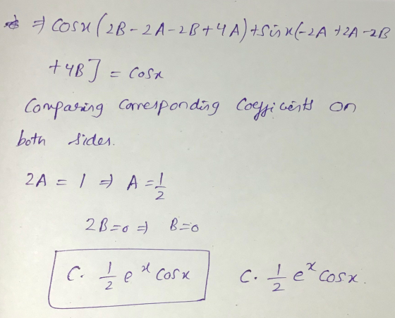 * - cosa (2B-2A-2B+ +4A) + Sisu (-2A + 2A -2B +4B] = cost Comparing corresponding Coeffi cests on both sides. 2A = 1 + AS 2B=