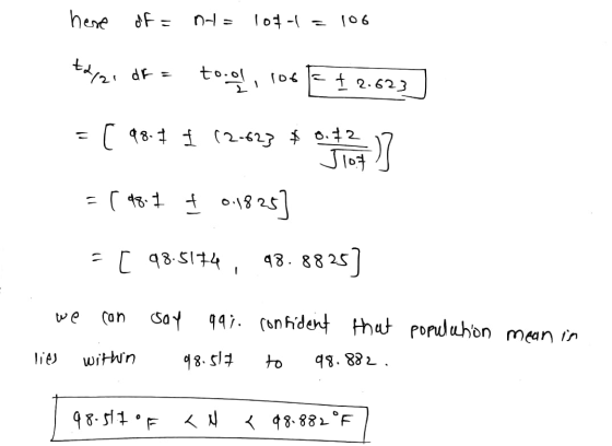 here of = Ot= 107-1 = 106 F = 1 105 523 to zi df = tool, 100 F 1 2.623 = ( 98-+ 62.623 # of it = ( 487 01825] = [ 98.5174, 98