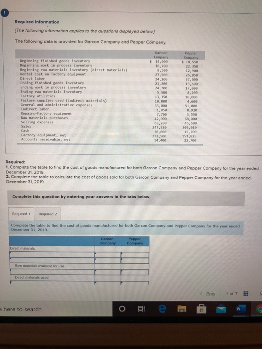 Required information The following information applies to the questions displayed below) The following data is provided for G