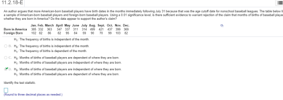 11.2.18-E An author argues that more American-born baseball players have birth dates in the months immediately following July