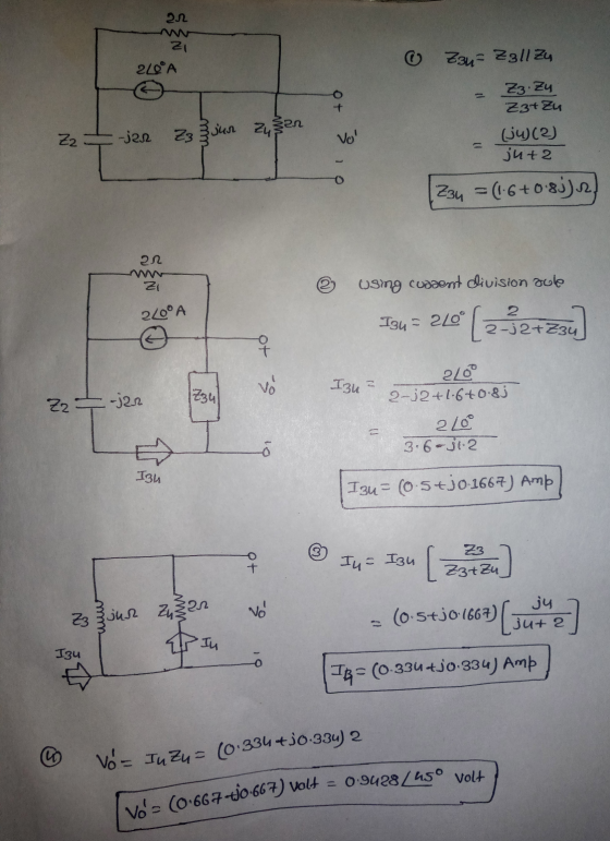 212 20 6 Z34- Z311 Zu 2LOⓇA O + Z3 Zu Z3+ Zu (ju) (2) ju+2 Z2 - jan 23 3 jur zur Vol Z34 = (1.6+0.8j)r, 21 ZO using cuawent d