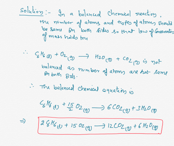 solution :- In a balanced chemical reaction, the number of atoms and types of atoms should be same on both sides so that law