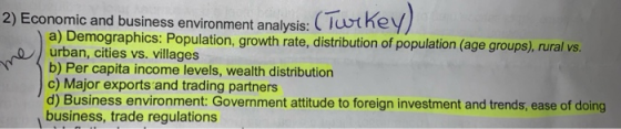 2) Economic and business environment analysis: (Turkey) a) Demographics: Population, growth rate, distribution of population