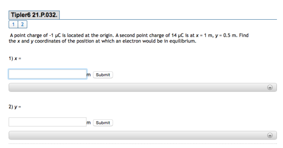 A point charge of -1 muC is located at the origin.