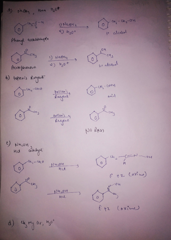 (4) Nabilly, then Hot -ch, - си,-он 1) NaBH4 4) но 1o alcohol Phenyl acetaldehyde 1) NaBry ся з come to be the 2) и от Are th