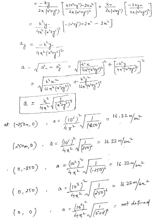 27 - (n*rg})+2 x* – 2n²] ay 2. (10) (250) 16.22 m, at (-250m, 0) = 16.22 m/see (25om, 0) (10 (-250)4 = 16. 22./se? :(0,-250)