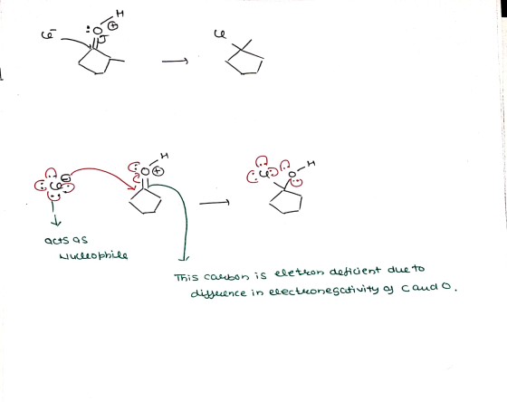 acts as Nucleophile This carbon is eletron deficient due to difference in electronegativity of caudo.