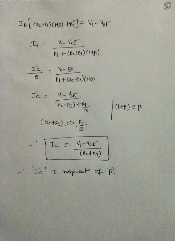 To [ 482483)CHB) tri] = Vi - VBE IB - V-VBE RI + (R21 23 ) CI+B) Ic B V-BE R1 + R2 t) (148) Ic = VI-VIBE (R21 R2) TR B (1) P
