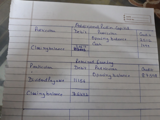 DATE PAGE No Phi nal laid in Copit Pathicula Openinag balance Cash 2-66 11 Cl 931 7 Daicula 91598 dead pay ble |11156 Closim