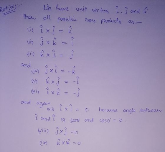 We have unit vecfe7% L Jomd than all poasible erou poducts as 소소 omdA A ond ageuv vio txt= o becauung angle befaeen