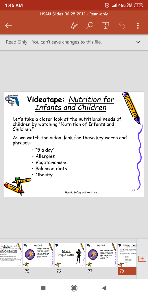 1:45 AM HSAN_Slides_06_28_2012 - Read-only Read Only - You cant save changes to this file Videotape: Nutrition for Infants a