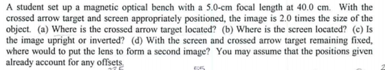 A student set up a magnetic optical bench with a 5
