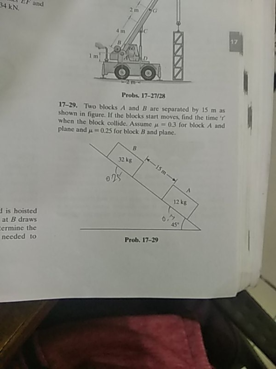 and 2 m 34 kN. Ac 4m 17 1 m Probs. 17-27/28 17-29. Two blocks A and B are separated by 15 m as shown in figure. If the blocks