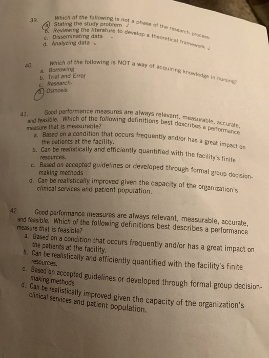 he following is not a phase of the resear 39. phase of Which of the following is Stating the study problema B. Reviewing the
