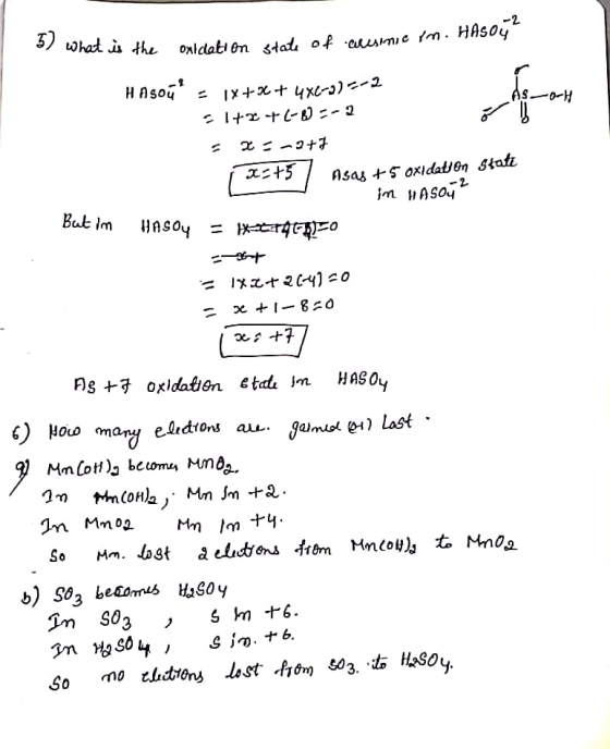 3 what is the ine in. HHSO4 - the oxidation state of w oxidatio 0-4 Hasou - 1X+56 + 4x(-3)=-2 AS C1+2+(-) --2 22-2+1 rast5