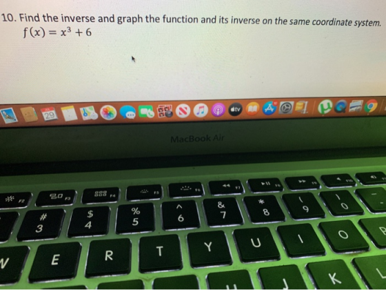 10. Find the inverse and graph the function and its inverse on the same coordinate system. f(x) = x3 + 6 dtv an A I 29 MacBo