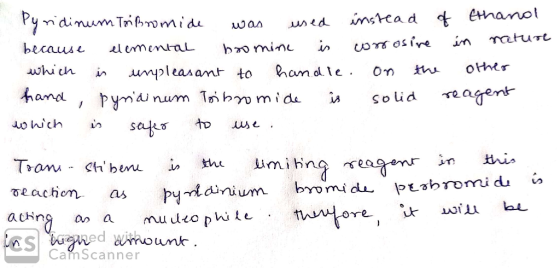 Pyridinum Tribromide was used because elemental boomine is which is unpleasant to handle hand, pyridinum Tribromide is which