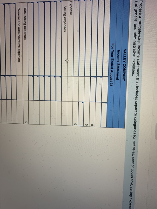 Prepare a multiple-step income statement that includes separate categories for net sales, cost of goods sold, selling expense