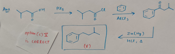 Ans Plus たり AlCl3 option (c) I is CORRECT zu (Hg) ни, 4 (v)