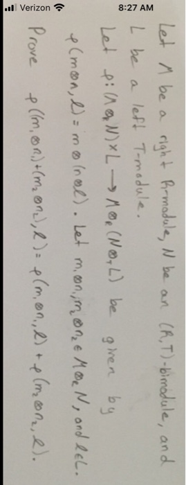 Let M be a 8:27 AM right R-module, N be an (R,T)-bimodule, and L be a left T-module. Let e: (MN)* L M R (NB, L) be given by e
