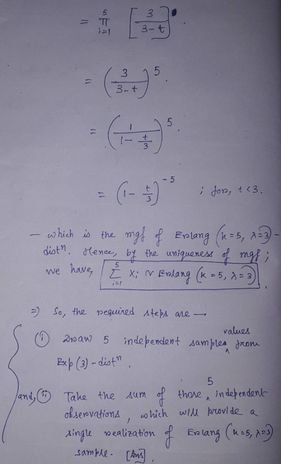 TT 3-t 3 3- t - 5 don, t <3. 17 mgEolang (s, A the uniquener maf which io the dist. dtence, by have Evlang (x we 5, 3 So, the