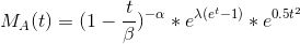 M_A(t) = (1 - \frac{t}{\beta})^{-\alpha}*e^{\lambda(e^t - 1)}*e^{0.5t^2}