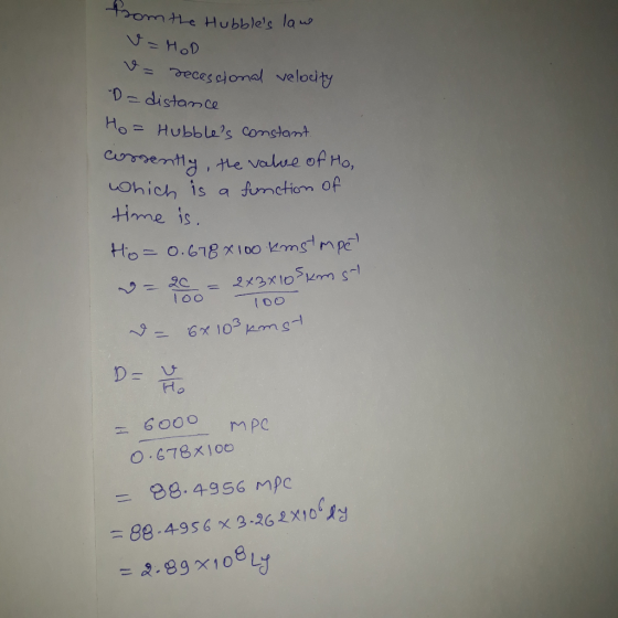 H ubbles la- 19 = -rces clonal velocity D distance Ho- Hubblas comslant cventit the valse ofHo, ohich is a functiom op tin