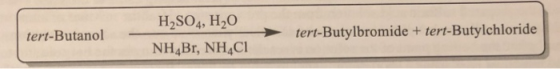 H2SO4, H20 tert-Butylbromide + tert-Butylchloride tert-Butanol ΝH4Br, ΝΗ,Cl