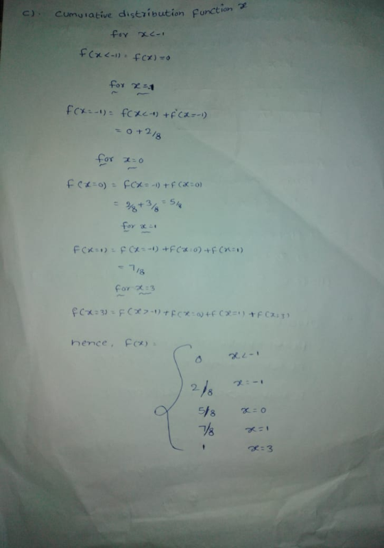 )Cumu rative diştribution Function 진。 hence, Fe) 2.