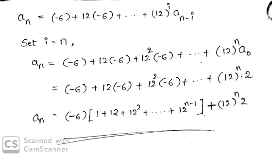 + 12 qn = (-6) +12(-6) + ... + (12 an: Set i = n, an = (-6) +126-6) +12+(6) + ... + (12) = (-6) + 12(-6) + 13C634 ...+(127.2