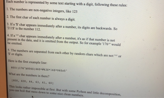 Each number is represented by some text starting with a digit, following these rules: 1. The numbers are non-negative integer