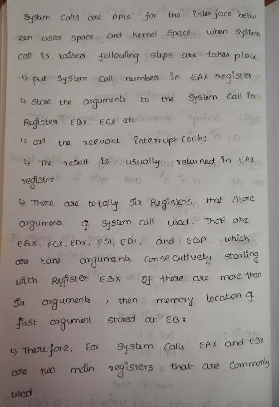 System Calls Oro the inlon face betw. al APIS for een and takes place numben Lo the y call the relevant 4 The tine bro user s