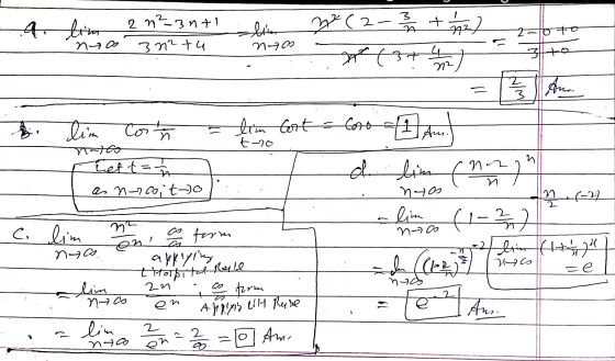 1 a lim 2 n²-3n+1 bin nyo 3n2tu. nos a (2-3 44 + 1/ 42) (3th ) 3to lim Cos ñ = t-20 no het t= -2 a n-icoito tim Cost = Coro =