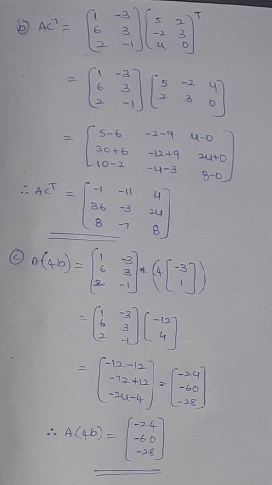 -3 6 ACT. 6 3 -3 3 -2-9 4-0 5-6 30+6 L10-2 2U+D -12+9 -4-3 8-0 :ACT -3 36 8 24 -7 8 A(4b) = 6. () 6 (-12-12 -72+12 -24-4 5-24