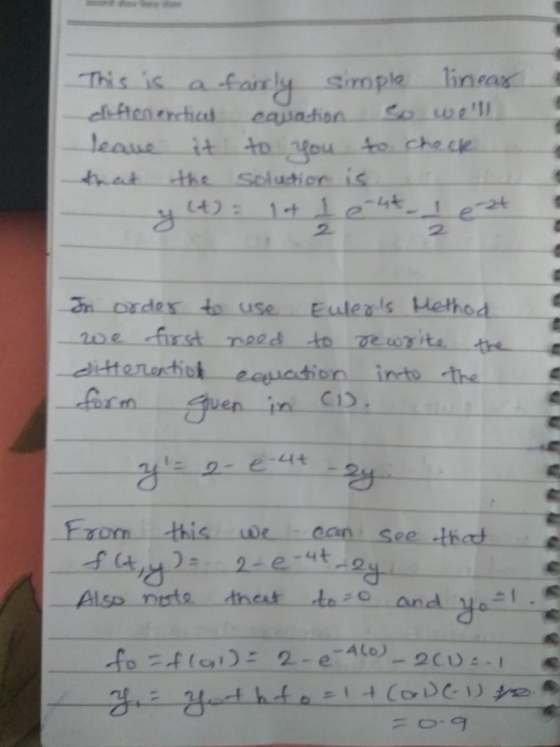 ام ريه This is a fairly Sirople linear ciften eretical cavacion leave it to you to chock the solution is y (4) In order to us