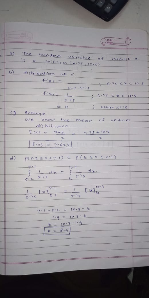 is b) dishi bution oF S-75 other wise Av eg age ee k neve the me an of uniform S 7s Ic s7s 10 3-