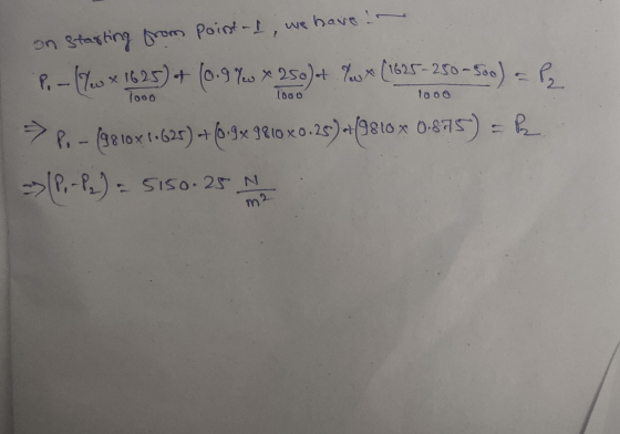 on starting from points, we have - tooo P. - [Yoo x 1625) + (0.9 7ms x 250) + Toot (16257 250-50) = Pz → - (98 10x 41628) +(6