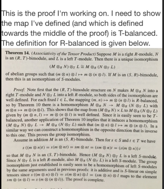 This is the proof Im working on. I need to show the map Ive defined (and which is defined towards the middle of the proof)