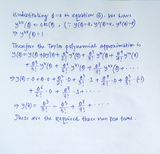 substituting yuli (6 = y(0) > 1 to in equation (6), We have eos (9) (*: 10)>0) Y(0)>0, yC)>0) 6 1:0 + (0) = Therefore the T