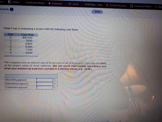 any A Allstate AvantCredit Afforda.. * Bookmarks Bp. Home CHASE Bank Credi... x Comcast My Acco... Community Healthc. Ded mew