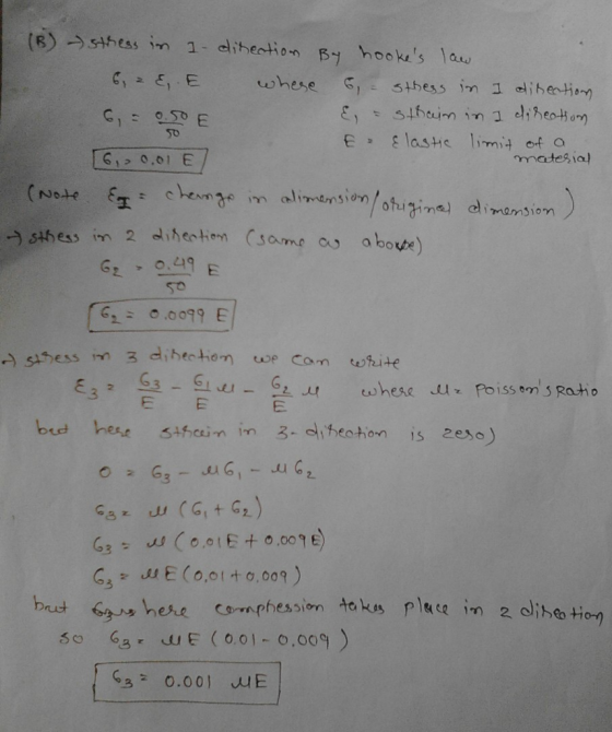 (8)→.sthessin 1-dihentio By hookes law so matesia) -) Stress in 2 oliheeton Csarnea, above) G3 6 3 but s here cophesion toke