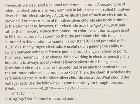 Previously we discussed a calomel reference electrode. A second type of reference electrode is also very common in lab - this