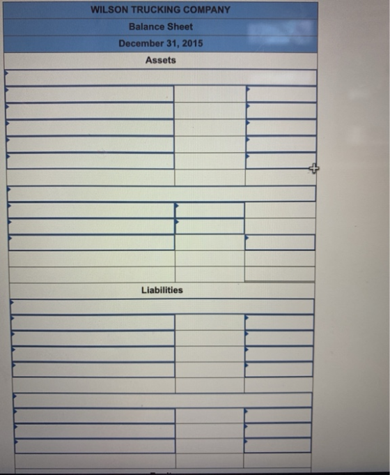 WILSON TRUCKING COMPANY Balance Sheet December 31, 2015 Assets Liabilities