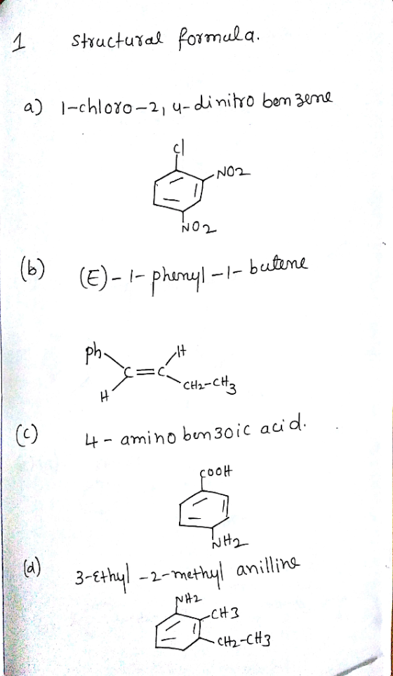 a) i-chloro-2 u-dinitro ben 3me 2- I- butone Lt amino bm30ic adi ooH 3-Ethul -2-methuanillins 12 CH2 CH2-CH3