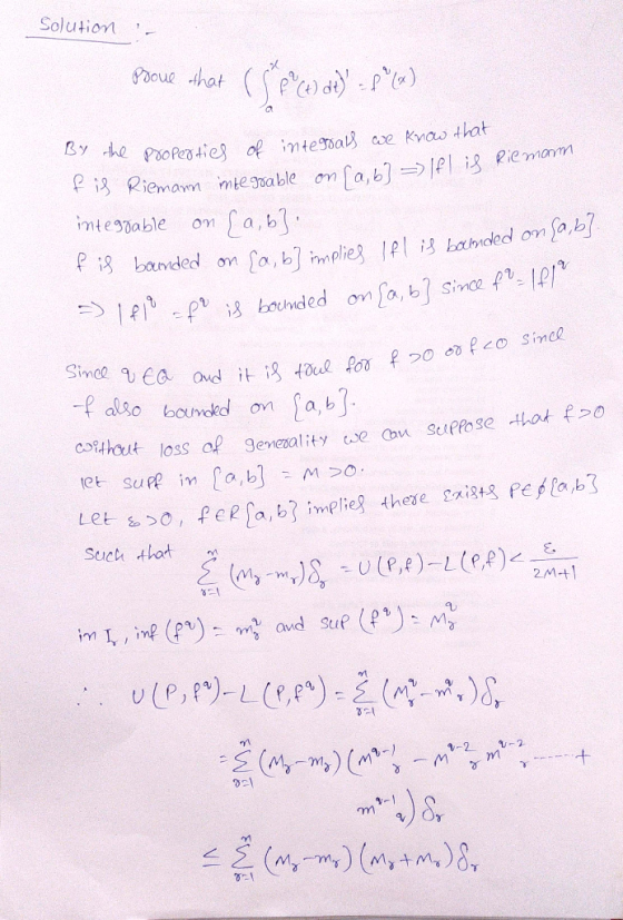 Solution - Pooue that SY the Pooper tiel of integoals we Knaw that P is Riemamm imbegoable on mLa,b]=D>1f|i8 Riemam integgab
