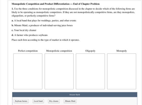 Monopolistic Competition and Product Differentiation - End of Chapter Problem 1. Use the three conditions for monopolistic co