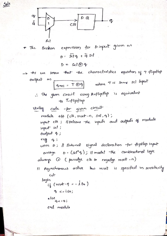 ای + The Beclean expression for Dinput given an. o sera ta sel D = sel og As we know that the characteristics equation of a f