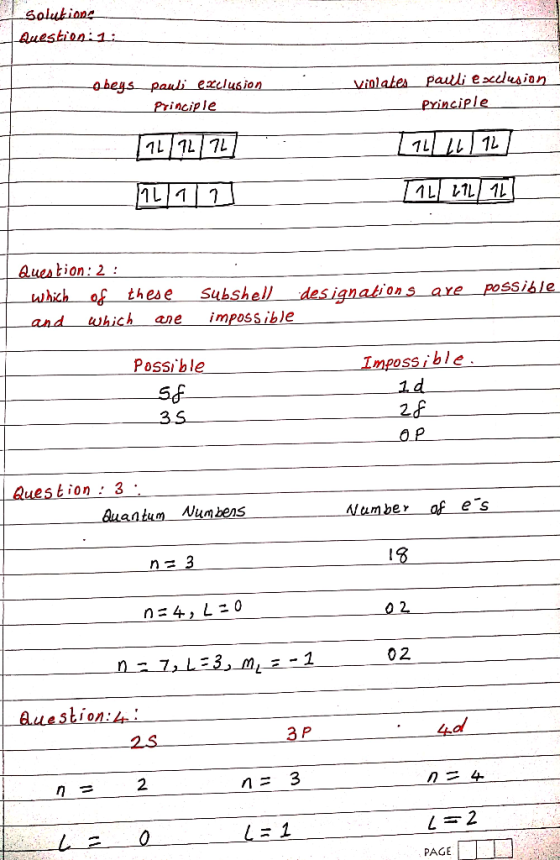 4 Solutione Questionini obeys pauli exclusion principle violates pauli exclusion Principle TaL/?2/22] LaLLLL|16] TIL LIL/ 11]