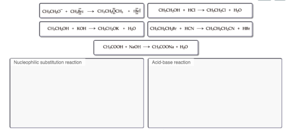 CH,CHÀO + CHBr → CHÚCHOCH, + Br2 CH:CH-OH + HCI → CH:CHCl + H2O CH:CH-OH + KOH → CH-CH2OK + H20 CH-CH-CH2Br + HCN – CHACHACH-