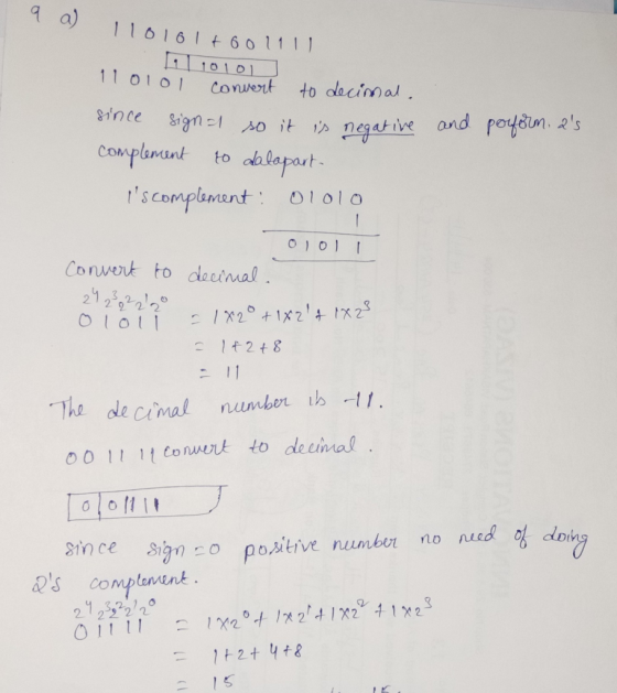 a) 116 161+601111 l1o1O tne and poyim. 2s Conplhnunl to oblepast Convenk to decimal 21 2022 1 2 t 8 OO 1 1t conerk to deeimal olot since s positive numbo no nued doi s complonent 1+2+ 4+2